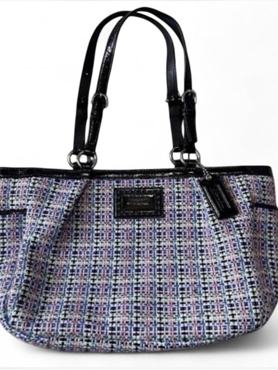 Coach Handbags - Coach Gallery Tote F17699 Multi-Color Tweed Patent Leather Bag